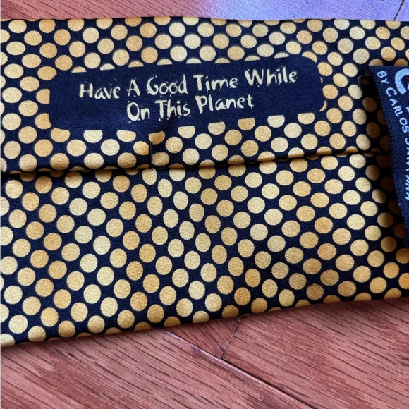 Carlos by Carlos Santana Men's Yellow Dot 100% Silk Tie Eclectic Fun Colorful - Picture 6 of 6